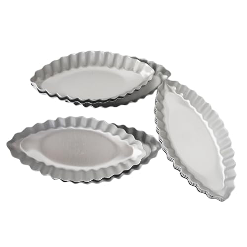 Aluminum Boat Tart Pan Fluted Oval Baking Mold (10 Count)