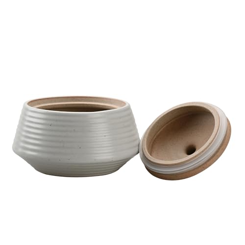 Kitchen Canisters Ceramic Storage Jar with Silicone Airtight Lid Low White