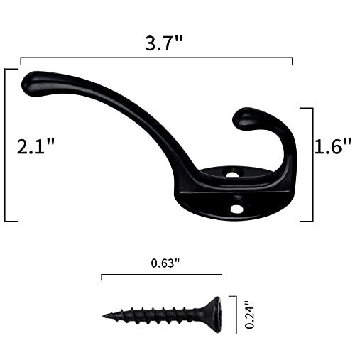 30 Pack Heavy Duty Utility Black Dual Coat Hooks for Coat (30 Count)