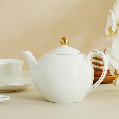 30oz White Porcelain Teapot