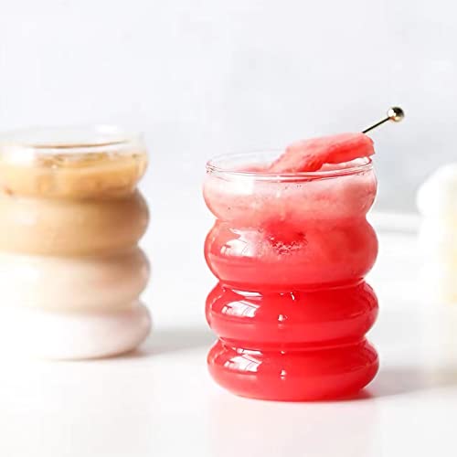 4 Pcs Drinking Glasses with Glass Straw 14oz Glassware Set (4 Count)