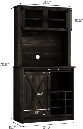 72" Farmhouse Coffee Bar Cabinet with Sliding Barn Door