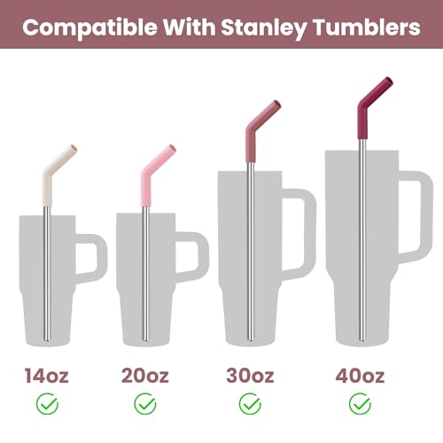 6 Pack Metal Straws with Silicone Tip Fit for Stanley 14 (6 Count)