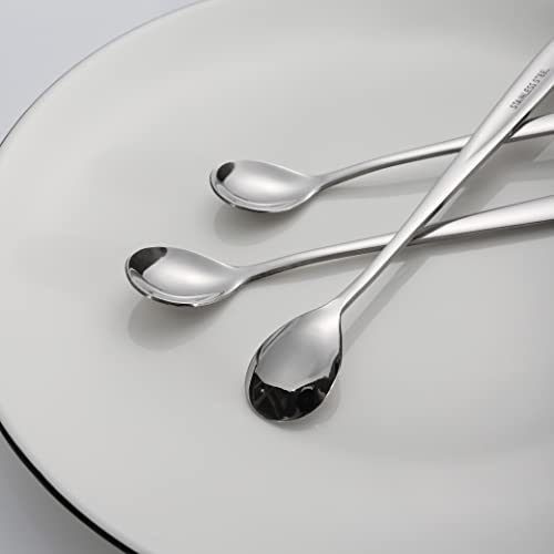 Stainless Steel Iced Tea Spoons Set of 6 Cocktail stir sticks Spoons Bar Spoon for Cold Drinks (6 Count)