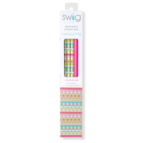 Pack of 6 Reusable Plastic Straws with Cleaning Brush (6 Count)