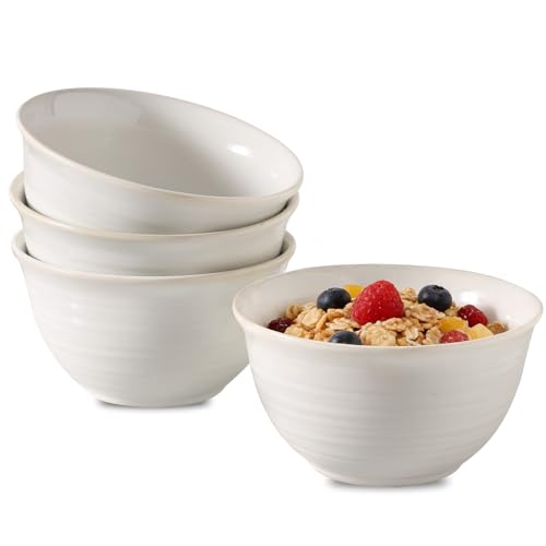 Soup Bowls 40 Ounce Deep Ceramic Bowl Sets for Cereal Soup Salad Pasta Popcorn Oatmeal Breakfast (4 Count)