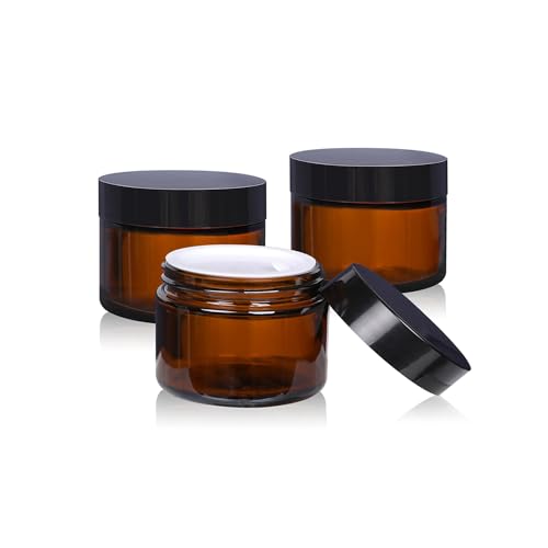 1 ozGlass Cosmetic Jars With Lids 3pcs Small Makeup Containers (3 Count)