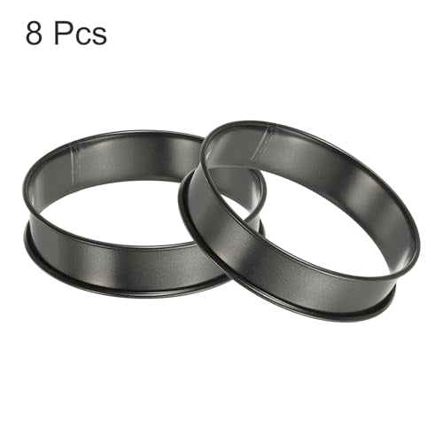 8pcs Crumpet Rings 3.94" Nonstick Round Cake Ring Stainless Steel Double Rolled English Pastry Rings for Kitchen Baking Crumpet Dessert (8 Count)
