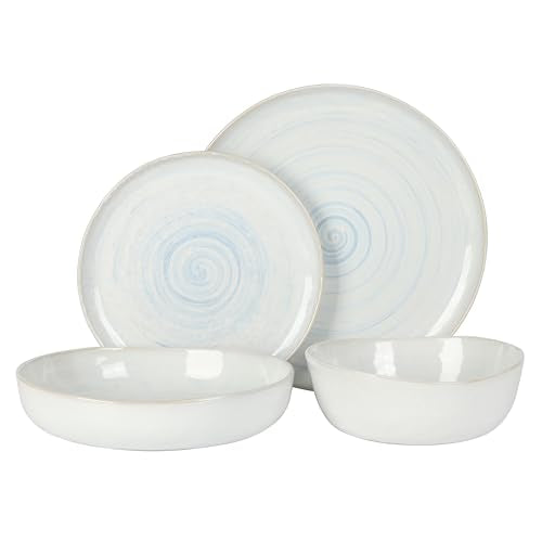 Auckland Blue Swirl Stoneware Reactive Glaze 16 Piece