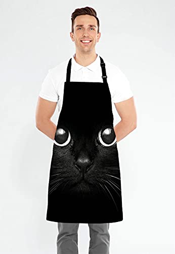 Black Cat Face Kitchen Cooking BBQ Chef Apron