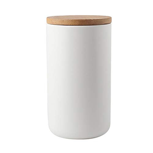 Ceramic Storage Containers with Airtight Seal Bamboo Lids Kitchen Canisters for Tea Spice Seasoning Sugar Coffee