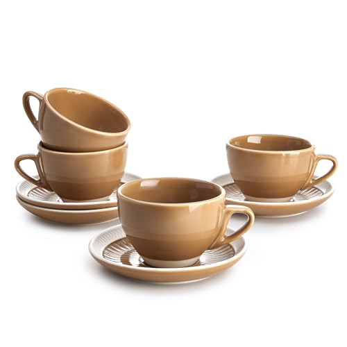 6 Ounce Cappuccino Cups with Saucers (4 Count)