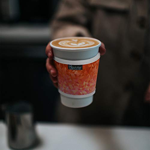 8pcs Anti Slip Neoprene 2.5mm Thick Collapsible Heat Resistant Coffee Cup Insulated Sleeve for Coffee (8 Count)