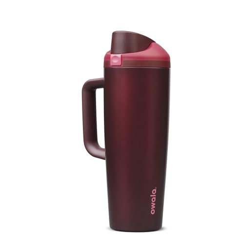 FreeSip Tumbler Stainless Steel Water Bottle 30 oz Black Cherry