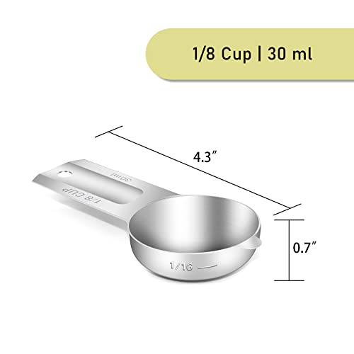 2PCS 1/8CUP(30ml, 1oz) Measuring Cup, 18/8 Stainless Steel Measure Scoop