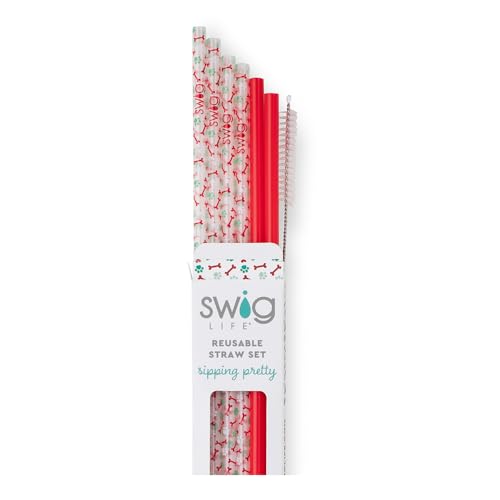 Pack of 6 Reusable Plastic Straws with Cleaning Brush (6 Count)