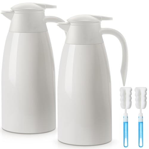 2 Pcs Thermal Coffee Carafe Insulated Stainless Steel Coffee Carafe for Hot Liquid Vacuum Thermal Pot Creamer Pitcher Dispenser with Brushes Keeping Hot Water Milk (2 Count)