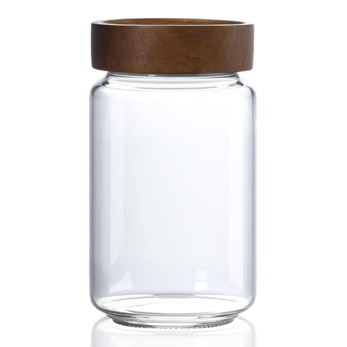 24 fl oz 710 ml Glass Jar with Airtight Wooden Screw Top Lid
