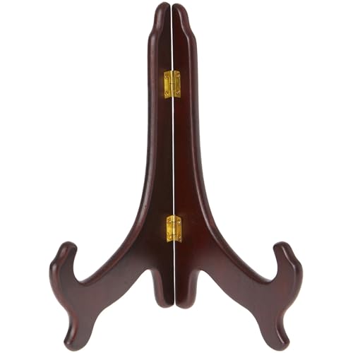 Hinged Dark Wood Plate Stand (6 Count)
