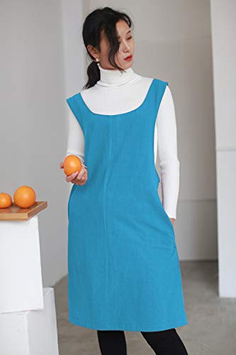 Soft Cotton Linen Apron Solid Color Halter Cross Bandage Aprons Japan Japanese Style X Shape Kitchen Cooking Clothes Gift for Women Chef Housewarming