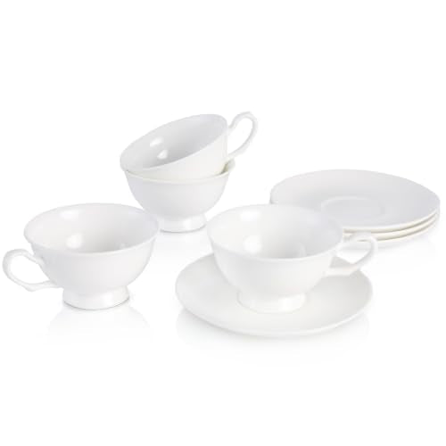 Fine Bone China Espresso Cups and Saucers Set of 4 (4 Count)