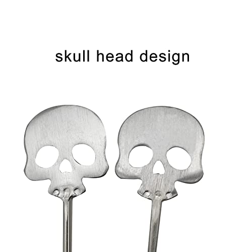 6Pcs 8.7inch Skull Swizzle Sticks Stainless Steel Coffee Stirrers