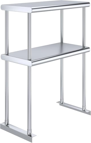 NSF Certified 18 Gauge Heavy Duty Stainless Steel Double overshelf with Brackets for Kitchens (2 Count)