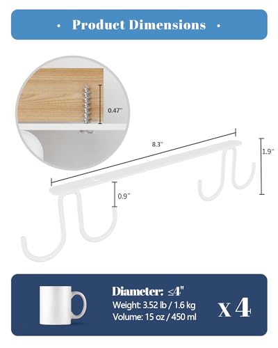 Mug Hooks Under Cabinet 3 Pack (3 Count)