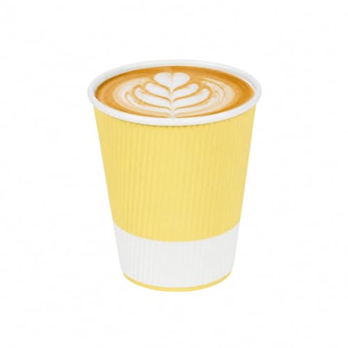Ripple Wall Coffee Cups 500 Count 12 Ounce Insulated Light Yellow Paper Cups