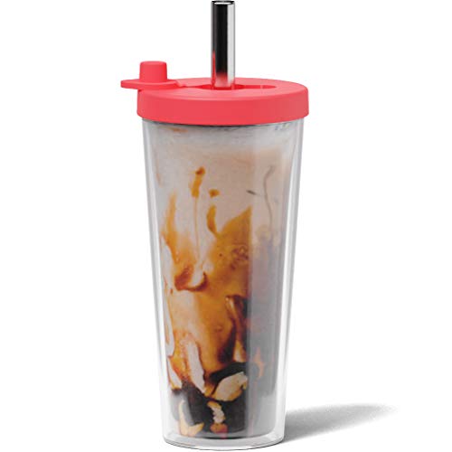 Reusable Boba Cup and Straw Boba Tea Cup Bubble Tea Cup Reusable Iced Coffee Cup Cold Coffee Cup Smoothie Cup with Lid and Straw Smoothie Cup to go Smoothie Tumbler 17 oz (4 Count)