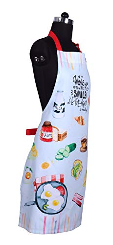 Aprons for Women Cotton Washable Breakfast Apron 27.5 x 33 Inches Adjustable Strap & Waist Ties for Baking Cooking Gardening Spring Apron