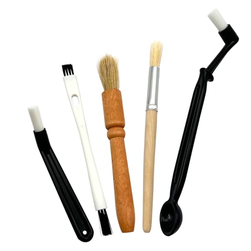 Coffee Brush Set with Wooden and Nylon Brushes for Coffee Machine Cleaning