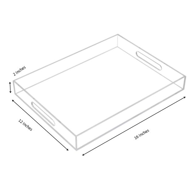 Clear Sturdy Acrylic Serving Tray with Handles