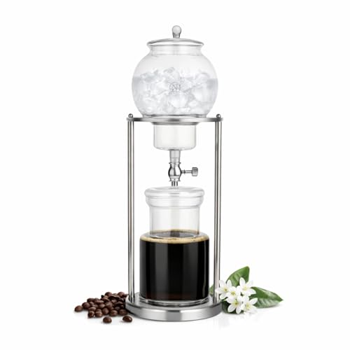 Luxury Ice Cold Brew Dripper Coffee Maker in Stainless Steel and Borosilicate Glass