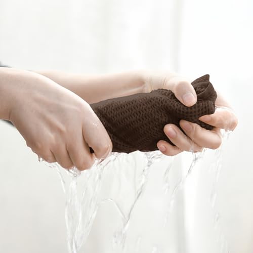 100% Cotton Beige Dark Coffee Brown Waffle Weave Kitchen Dish Cloths (6 Count)