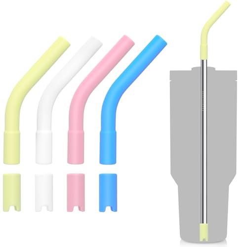 4 Set Silicone Straw Tips with Bottom Tub Compatible with Stanley Yeti (4 Count)