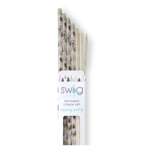 Pack of 6 Reusable Plastic Straws with Cleaning Brush (6 Count)