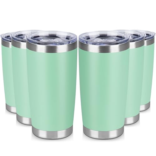 20 oz Tumbler Stainless Steel Tumblers Bulk with Lid Double Wall Insulated Coffee Tumbler Cups for Hot & Cold Drinks Powder Coated Travel Coffee Tumbler Mug Metal (6 Count)