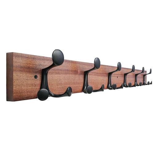 36 Inch Wood Coat Rack Wall Mount with 6 Triple Hooks