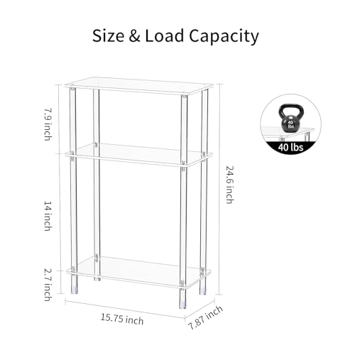 Clear Acrylic Narrow Side Table Set of 2 for Small Spaces (2 Count)