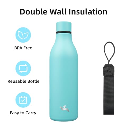 25 oz Insulated Stainless Steel Metal Water Bottle with Strap