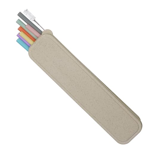 Silicone Reusable Straws with Case (7 Count)