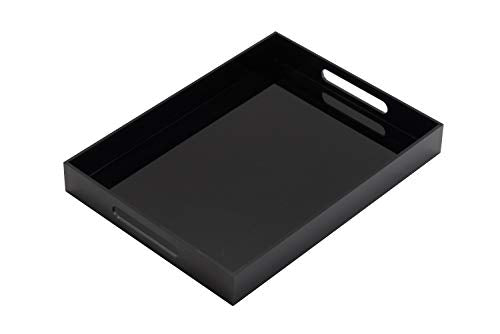 Glossy Black Sturdy Acrylic Serving Tray with Handles