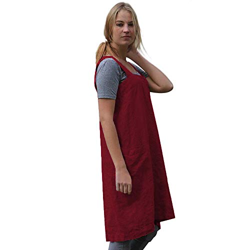 Women’s Pinafore Square Apron Baking Cooking Gardening Works Cross Back Cotton