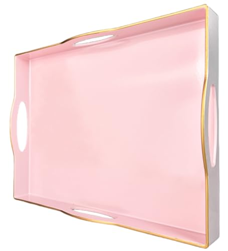 Pink Serving Tray with 4 Handles