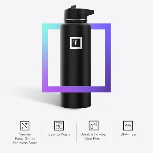 40 oz Wide Mouth Water Bottle with 3 Lids