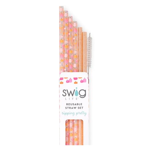 Reusable Straw Set with Cleaning Brush (6 Count)