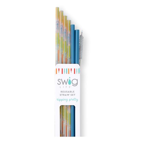 Reusable Straw Set with Cleaning Brush (6 Count)