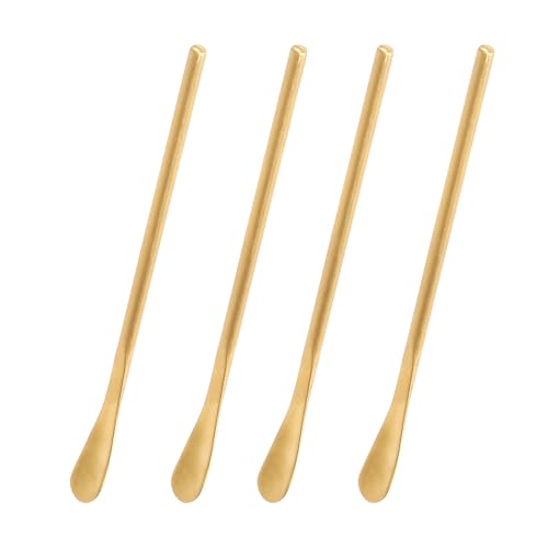 5.9 Inch Metal Stir Sticks with Spoon End SUS304 Steel Coffee Stirrer (4 Count)