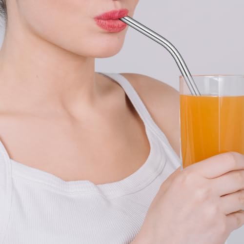 8 Pack 6 Inch Short Bent Metal Cocktails Straws (10 Count)